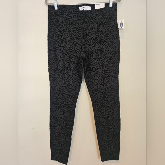 Old Navy Women's Size Large Stevie Pull On Black Leopard Print Pants H-Rise NWT - Picture 1 of 8